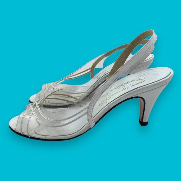 ❌SOLD❌1960s KEMP'S SHOE SALON White leather and clear slingback shoes - Picture 13 of 14